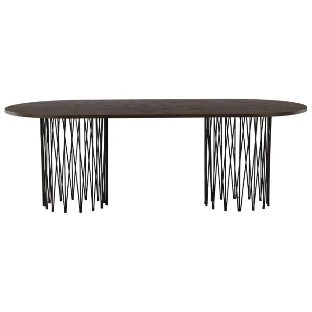 QUVIO Eettafel Ovaal - Zwart Mocca Fineer Donkerbruin