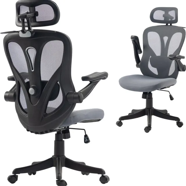 Homcom bureaustoel - Mesh (100% polyester) - 71 x 66,5 x 126 cm - Donkergrijs