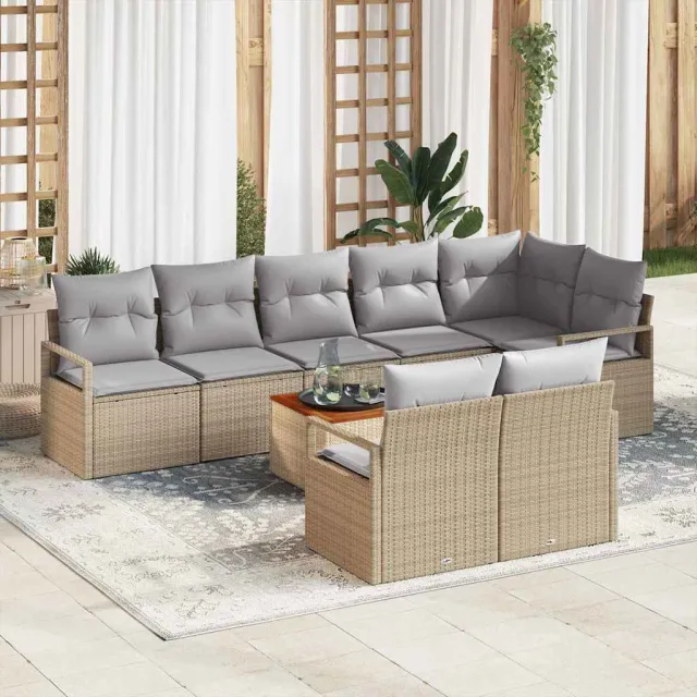 vidaXL Tuinbankenset 9 st Beige poly rattan, foto 2