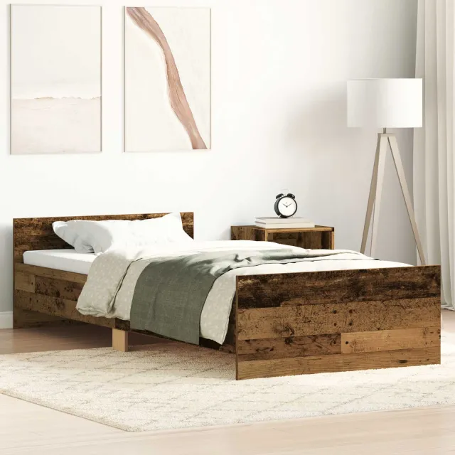 vidaXL Bedframe Oud hout 80 x 200 cm Bewerkt hout Bruin