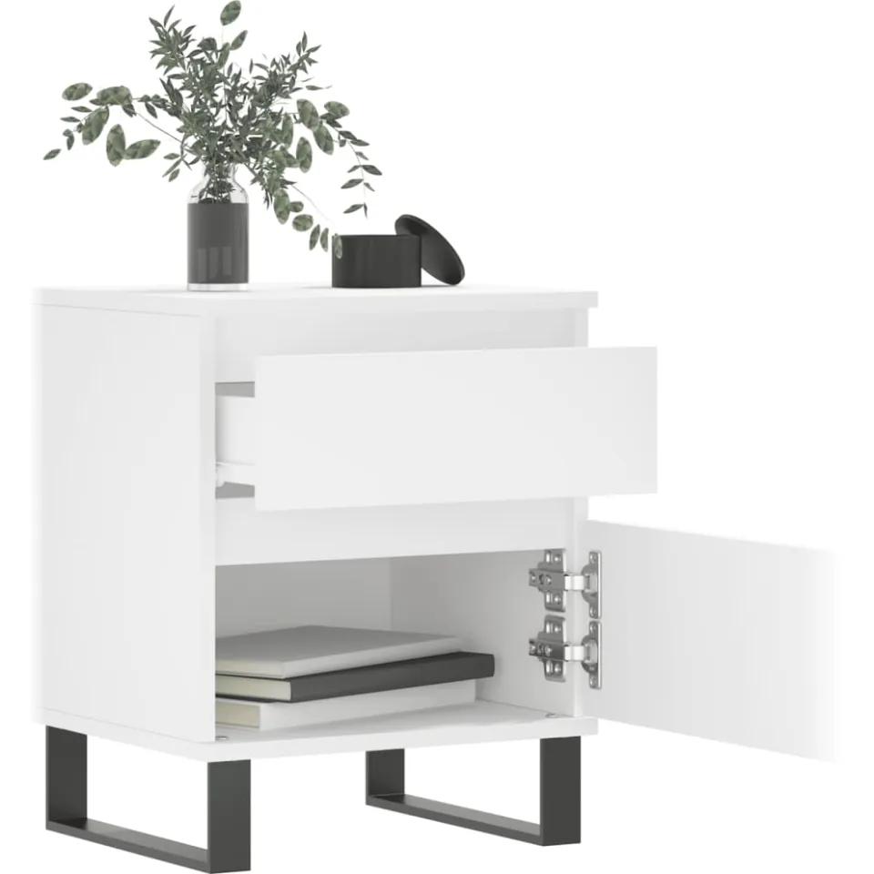 vidaXL Nachtkastjes 2 st 40x35x50 cm bewerkt hout wit