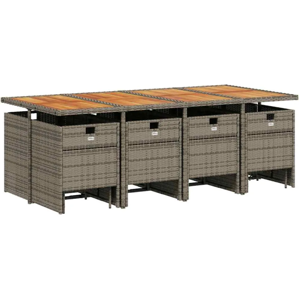 vidaXL 13-delige tuinset met kussens, grijs polyrotan, foto 2