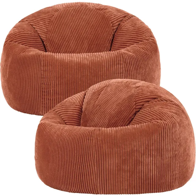 Icon Kingston Zitzak Fauteuil - Set van 2 - Ribfluweel - Terra-oranje