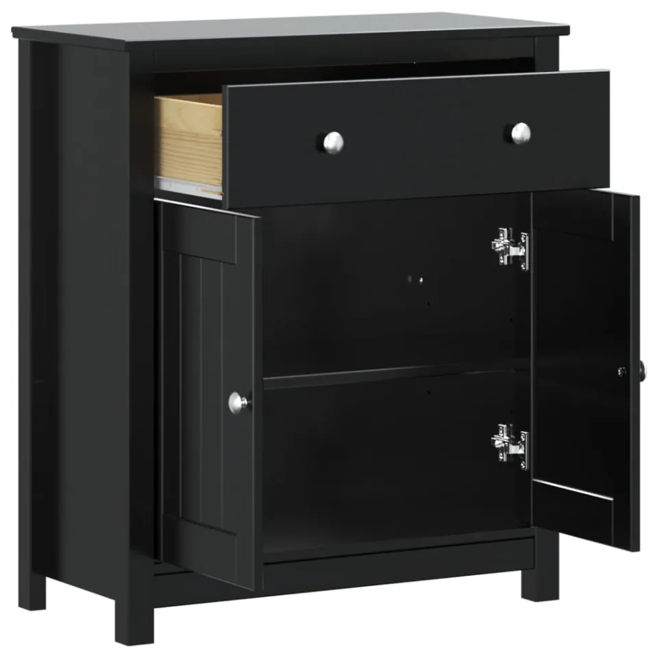 vidaXL Badkamerkast BERG 69,5x34x80 cm massief grenenhout zwart, foto 4
