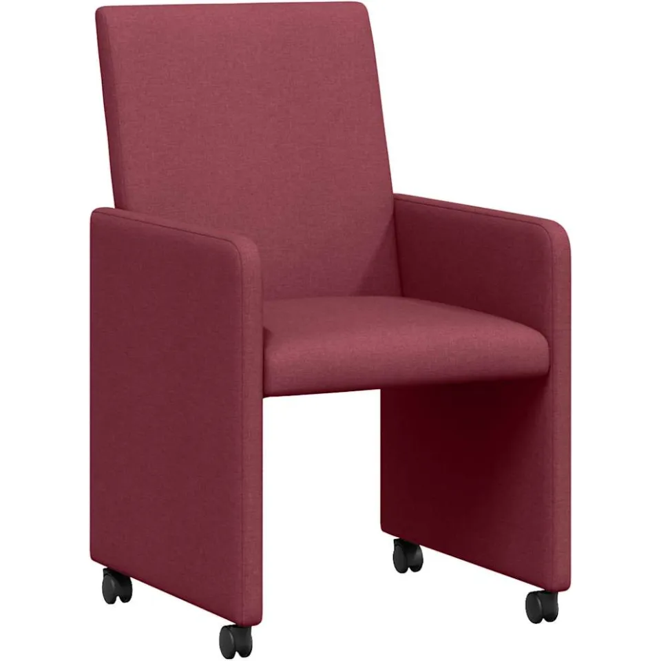 vidaXL Eetkamerstoelen met Wieltjes 2 st Stof Wijnrood 57 x 66 x 94 cm