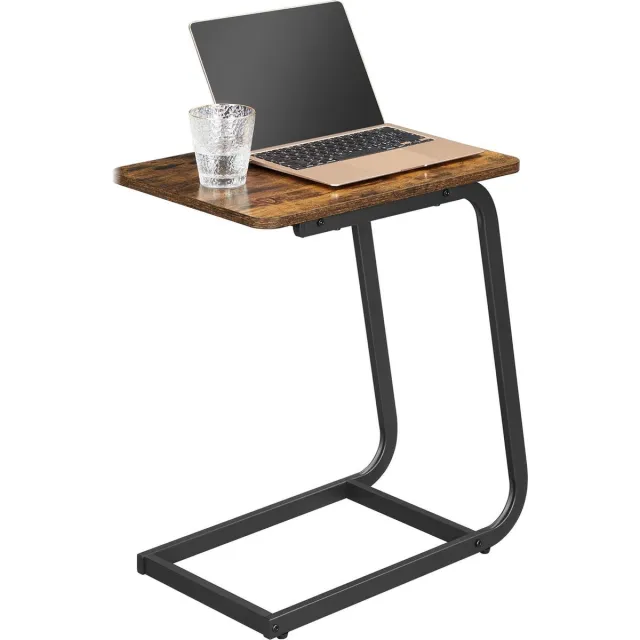 Acaza Bijzettafel - Zwart en vintage bruin - 50 x 35 x 62 cm (L x B x H) - Bedtafeltje - Laptoptafel - Bijzettafel - Nachtkastje - Laptop Tafel - Laptoptafel - Bijzettafel Bank