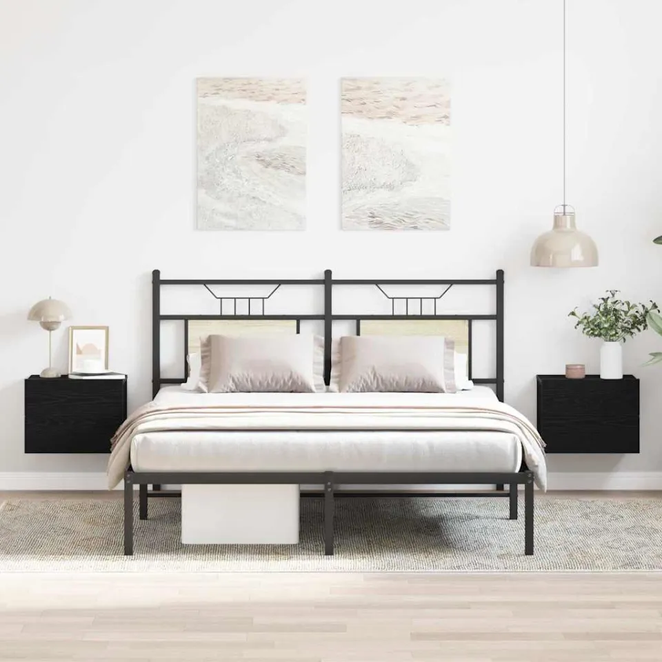 vidaXL Nachtkastje 2 st Zwart Eiken 40 x 30 x 30 cm Bewerkt hout, foto 4