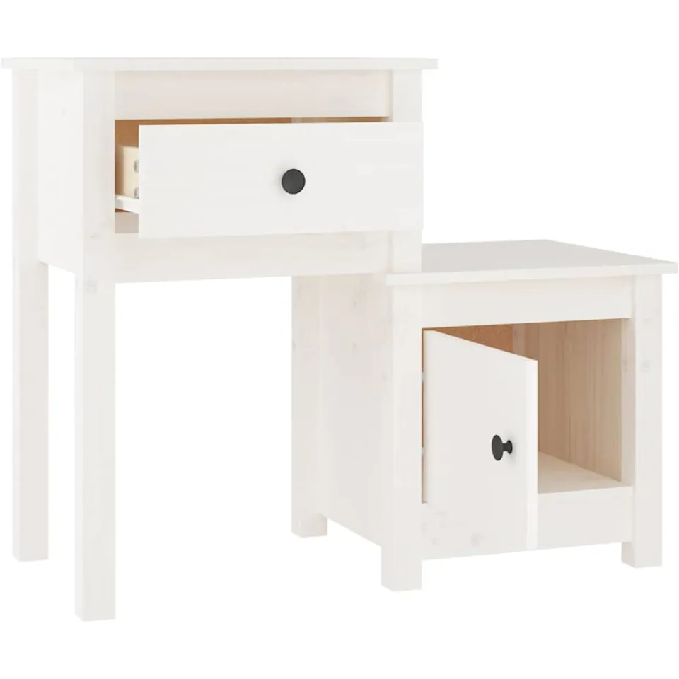 vidaXL Nachtkastjes 2 st 79,5x38x65,5 cm massief grenenhout wit, foto 4