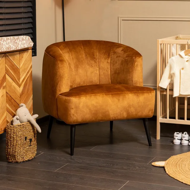 Bronx71 Stoel babykamer velvet Billy okergeel
