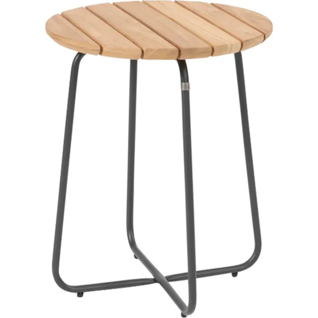 4 Seasons Outdoor 4 Seasons Verdi ronde bijzettafel teak 45 cm. Antraciet/Hout kleur