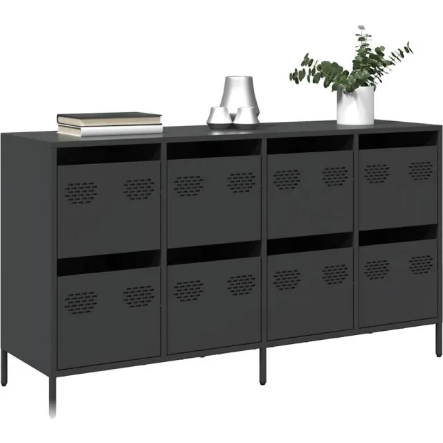 vidaXL Dressoir 135x39x73,5 cm koudgewalst staal zwart