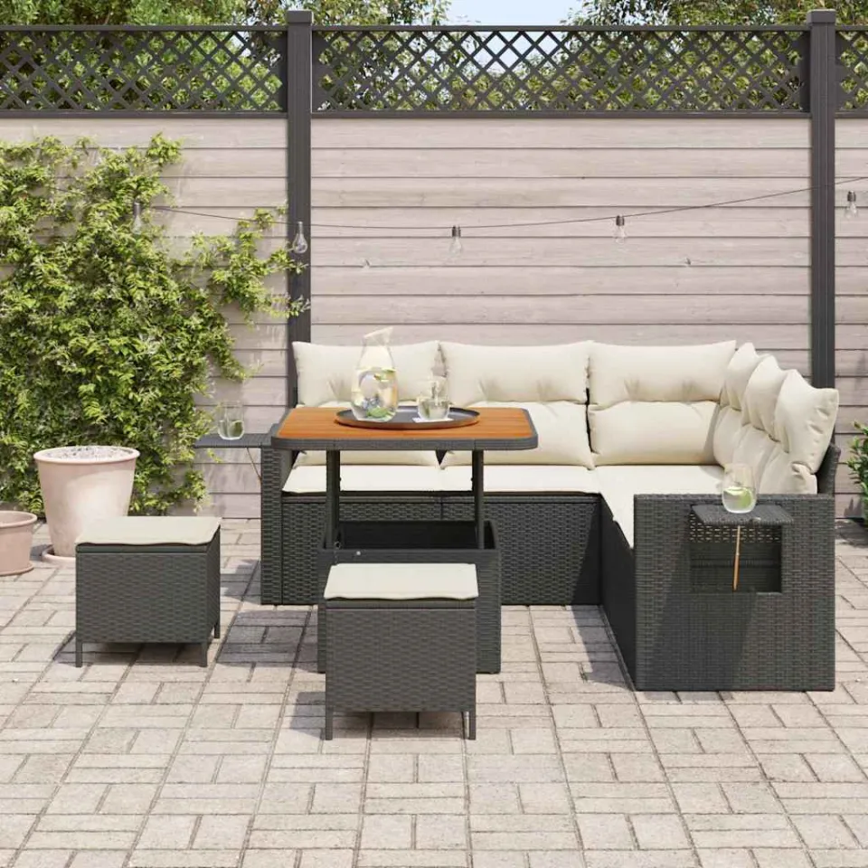 vidaXL Tuin Sofa Set 8 st Zwart poly rattan, foto 2