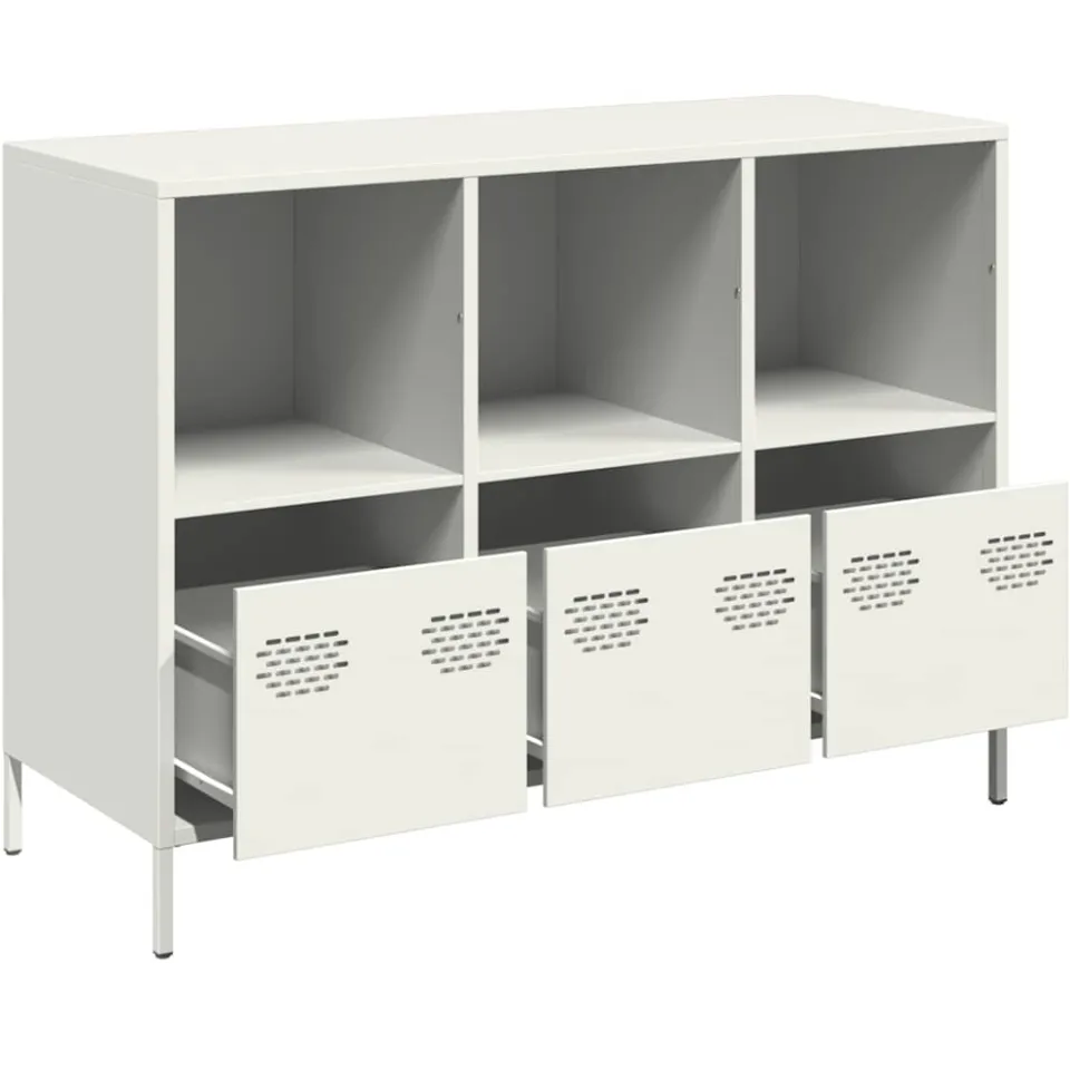 vidaXL Dressoir 101,5x39x73,5 cm koudgewalst staal wit, foto 4