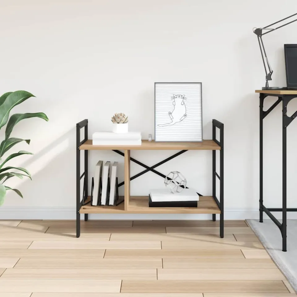 vidaXL Boekenkast 3-laags 75 x 30 x 58,5 cm Bewerkt hout Artisan Eiken, foto 3
