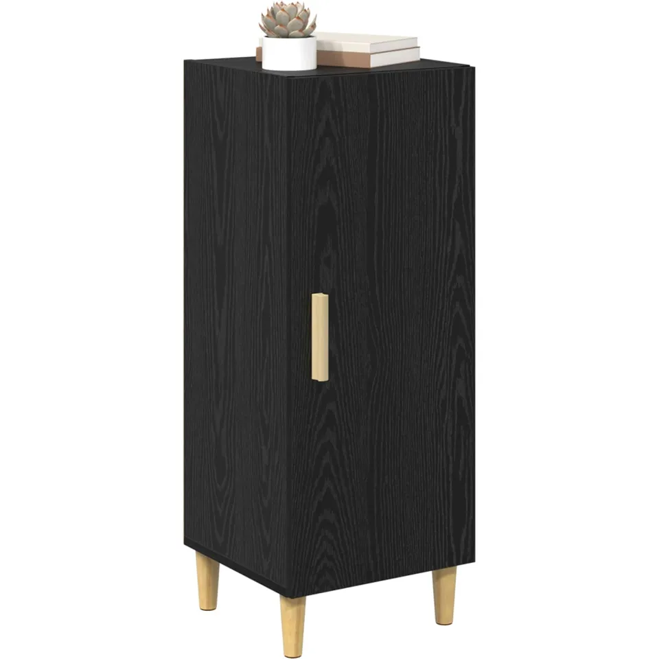 vidaXL Dressoir Zwart Eiken 34,5 x 34 x 90 cm Bewerkt hout