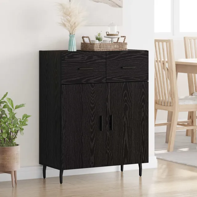 vidaXL Dressoir Zwart Eiken 69,5 x 34 x 90 cm Bewerkt hout, foto 2