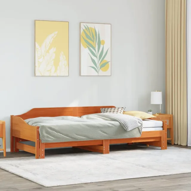 vidaXL Slaapbank onderschuifbed zonder matras 90x190 cm hout wasbruin