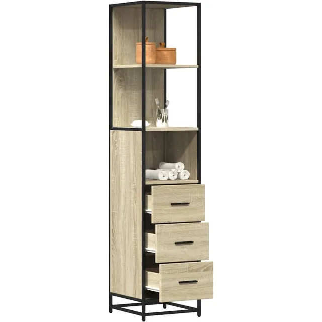 vidaXL Badkamerkast 35x37,5x166 cm bewerkt hout sonoma eikenkleurig Bruin