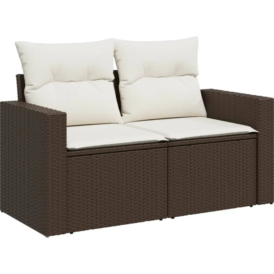 vidaXL 11-delige Loungeset met kussens poly rattan bruin, foto 4