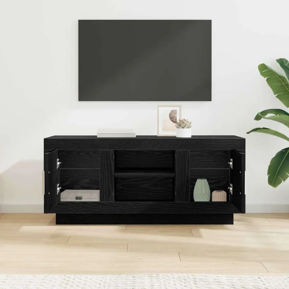 vidaXL TV-kast 102 x 35 x 45 cm Zwart Eiken Bewerkt hout, foto 4