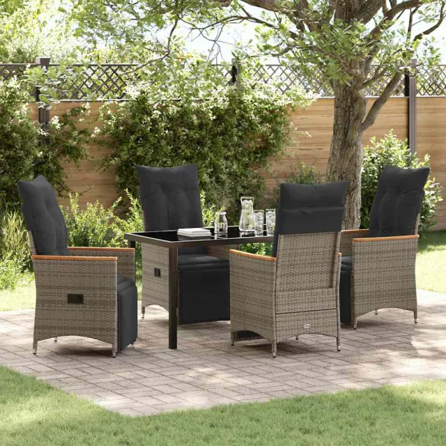 vidaXL Tuin eettafelset 5 st Grijs poly rattan, foto 2