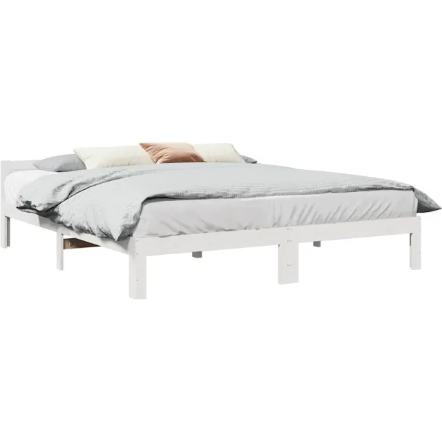 vidaXL Bedframe zonder matras massief grenenhout wit 160x200 cm