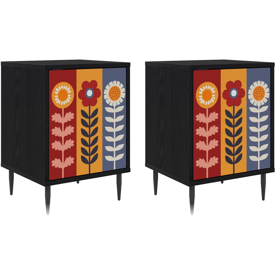 vidaXL Nachtkastje ESSEN 2 st Zwart eiken 36 x 33 x 51 cm Bewerkt hout