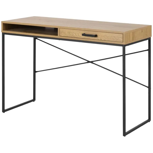 Lisomme Vic houten bureau naturel - met opbergvak - 110 x 45 cm Bruin