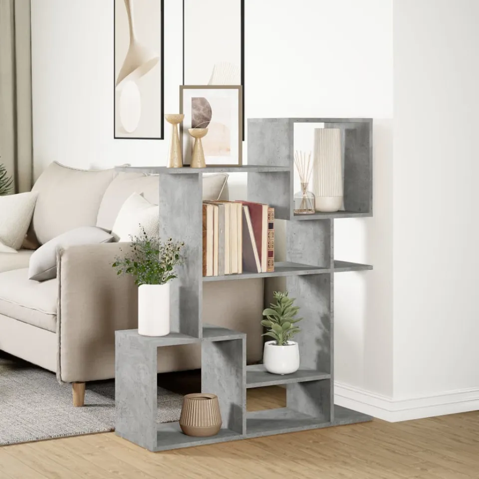 vidaXL Kamerscherm / boekenkast 92x29x112 cm hout betongrijs grijs, foto 4