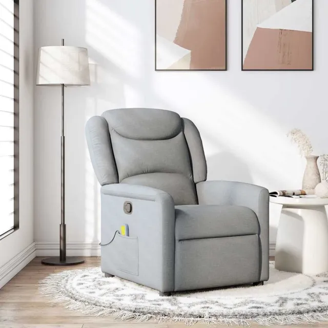 vidaXL Massagestoel - verstelbaar - stof - lichtgrijs