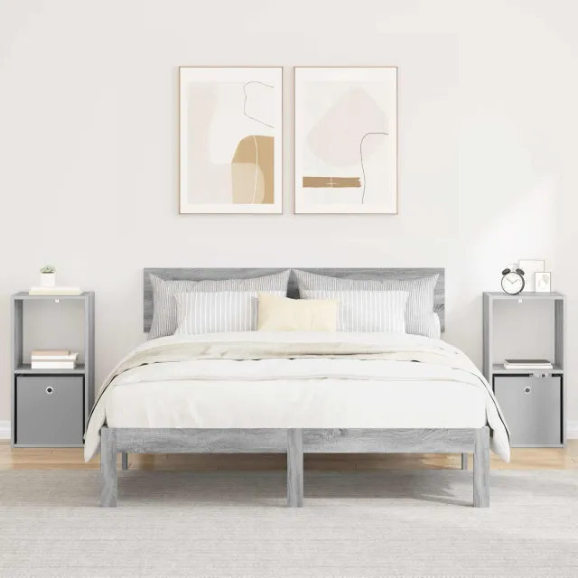 vidaXL Nachtkastje 2 st Grijs Sonoma 35 x 32 x 68,5 cm Bewerkt hout, foto 2