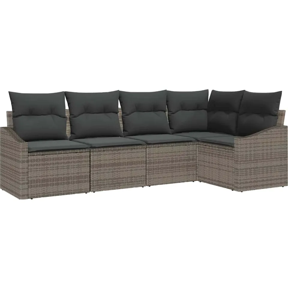 vidaXL Tuinbankenset 5 st Grijs poly rattan