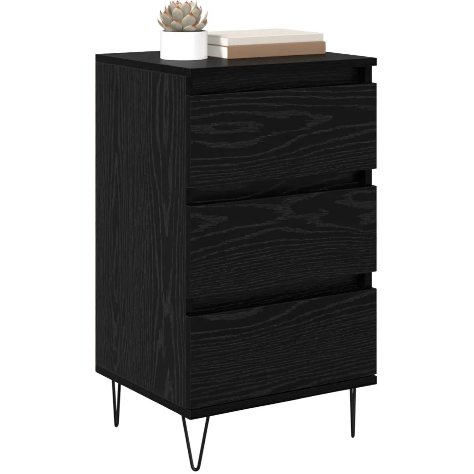 vidaXL Dressoir Zwart Eiken 40 x 35 x 70 cm Gemonteerd hout en ijzer