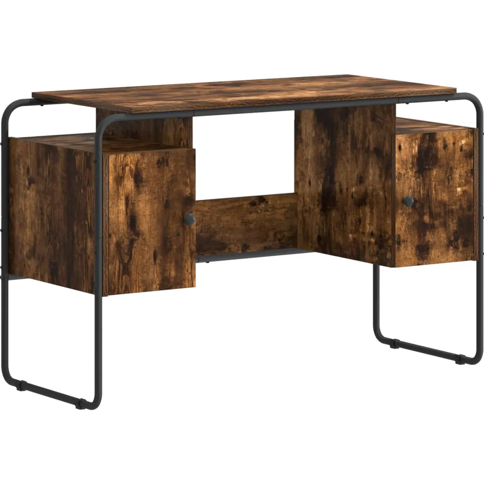 vidaXL Bureau met opbergruimte Gerookt eiken 120 x 50.5 x 75.5 cm, foto 3
