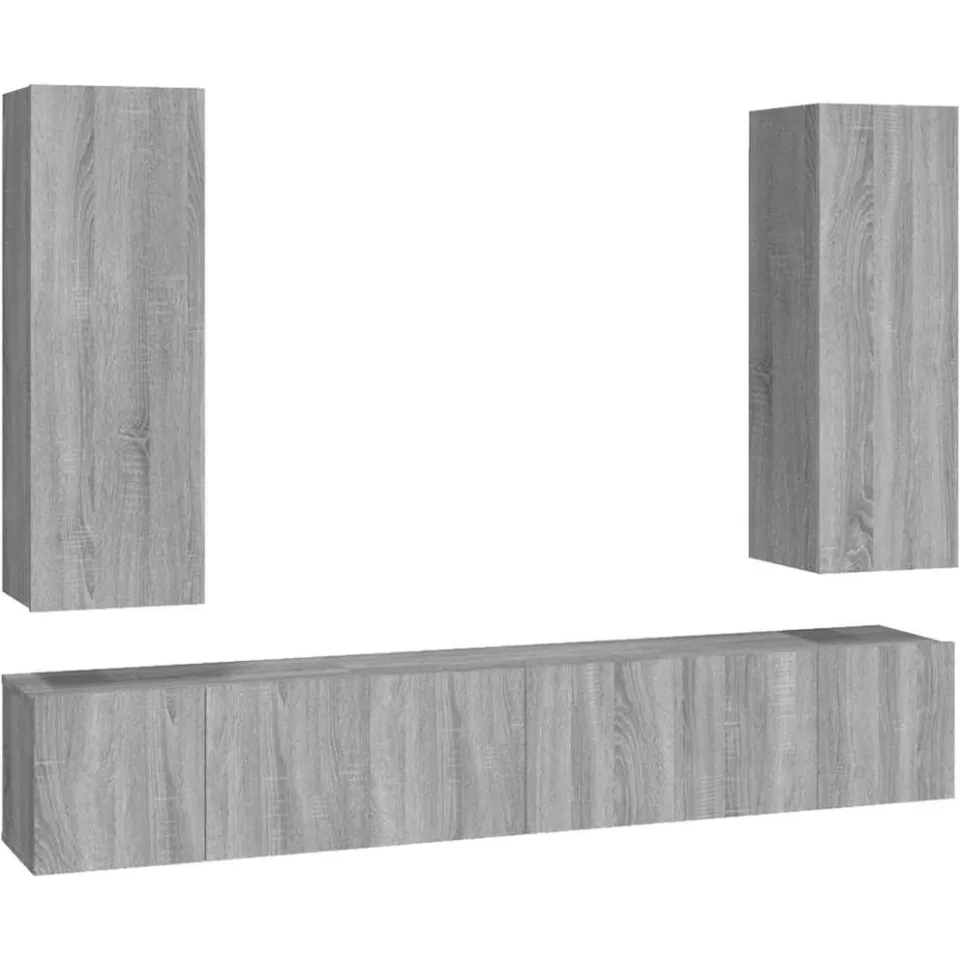 vidaXL 5-delige Tv-meubelset bewerkt hout grijs sonoma eikenkleurig, foto 3