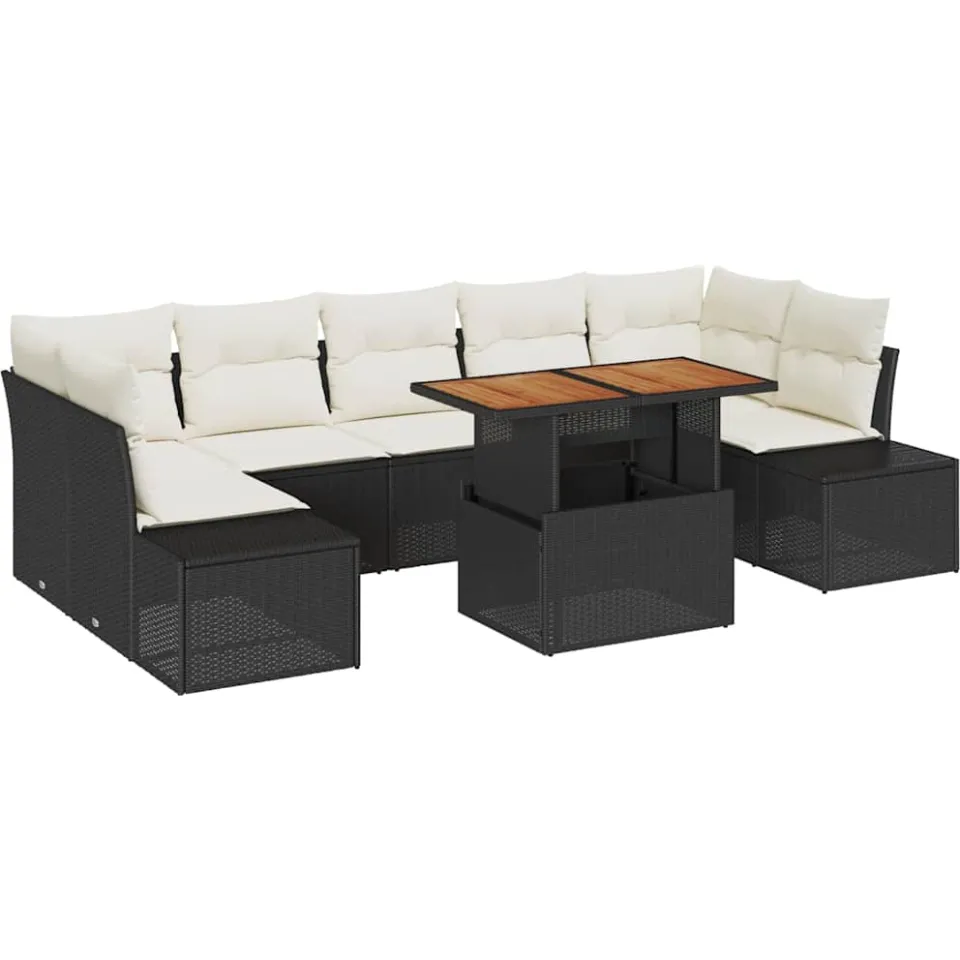 vidaXL Tuin Sofa Set 8 st Zwart Poly riet