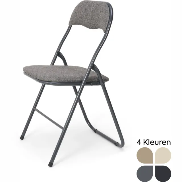 Trendy Meije Nova Klapstoel - Grijs - Linnen - Inklapbaar - Zithoogte 45 cm - Opvouwbare Stoelen - Vouwstoel 1 Grijze linnen stoel