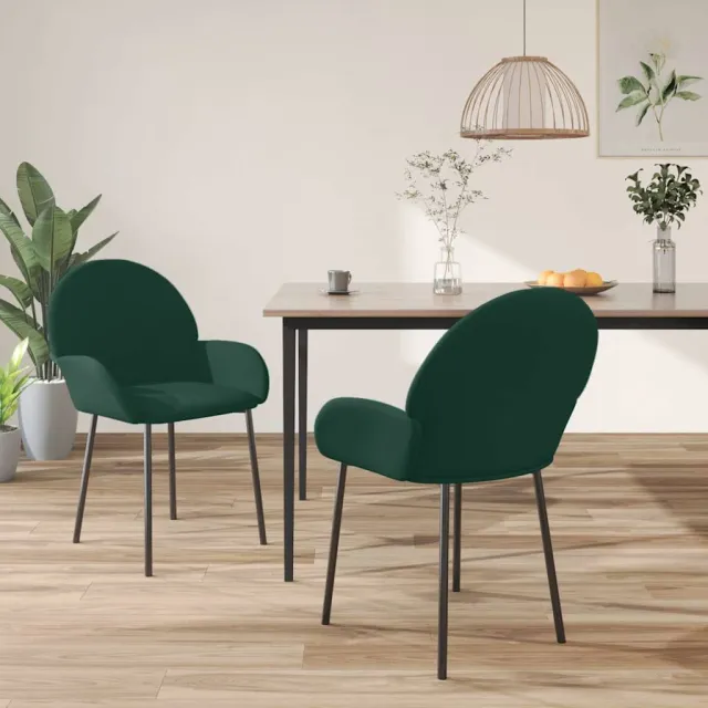vidaXL Eetkamerstoelen 2 st fluweel donkergroen groen, foto 2
