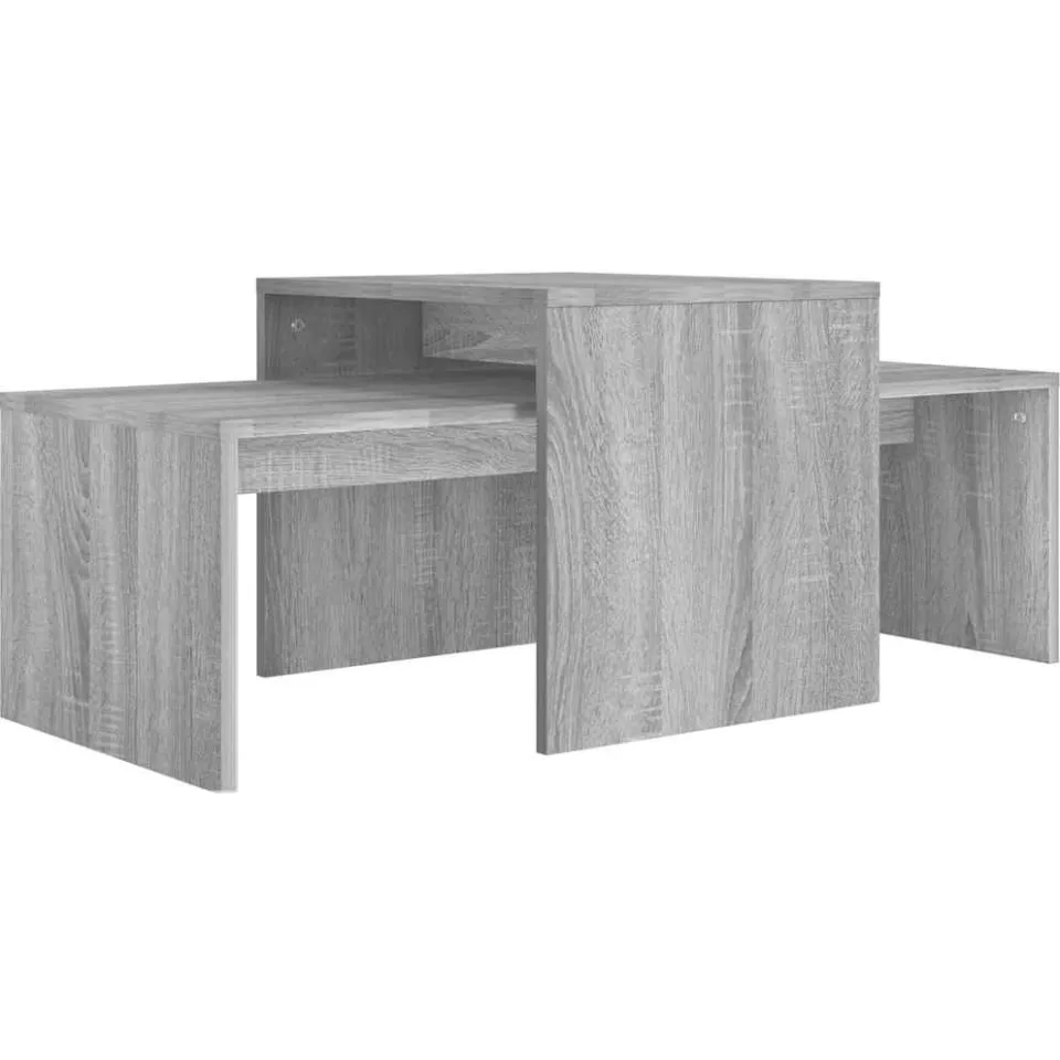 vidaXL Salontafelset 100x48x40 cm bewerkt hout grijs sonoma eikenkleur, foto 3