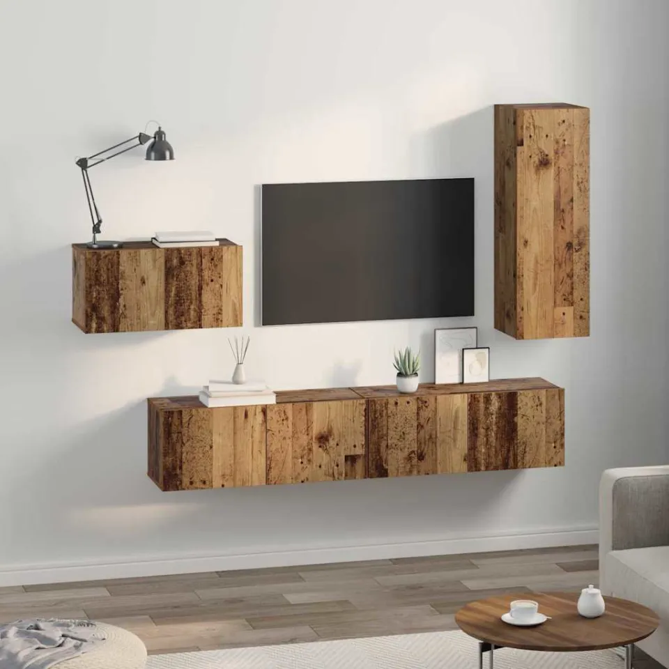 vidaXL Tv-meubelset 4 st 30,5 x 30 x 90 cm Oud Hout bruin, foto 4