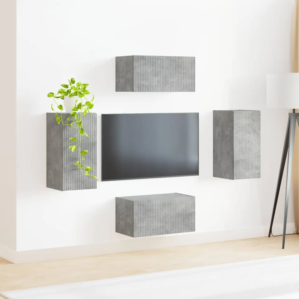vidaXL Tv-meubelset 4 st Beton Grijs Bewerkt hout, foto 4