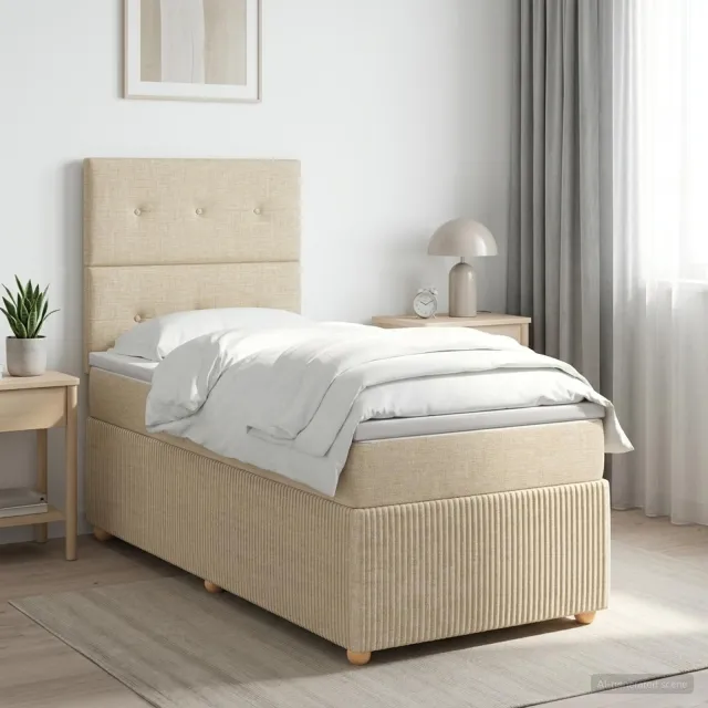 vidaXL Boxspringbed met matras Crèmekleurig 90 x 190 cm Stof