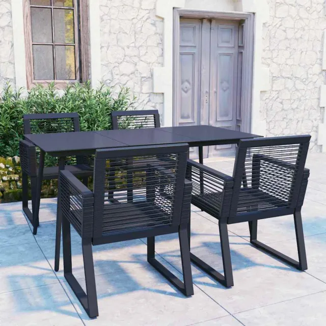 vidaXL 5-delige Tuinset PVC-rattan zwart, foto 2