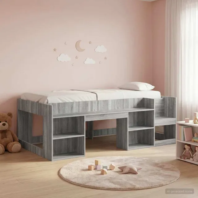 vidaXL Jeugd bedframe met opbergruimte Grijs Sonoma 100 x 200 cm