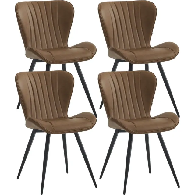 Colenis Star Eetkamerstoel - Set van 4 - Cognac - PU - Industrieel - Design - Eetkamerstoelen - Stoel
