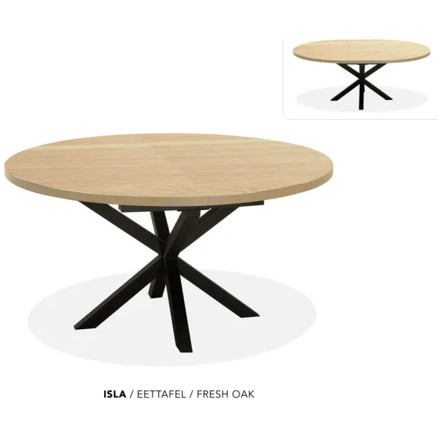 Maxfurn Ronde uitschuiftafel 140/180 | Zeer krasvast | Kleur: Fresh Oak