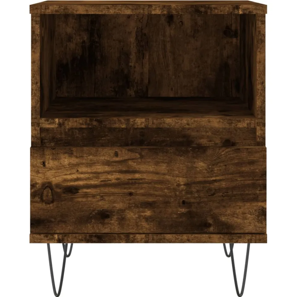 vidaXL Nachtkastje 40x35x50 cm bewerkt hout gerookt eikenkleurig, foto 4