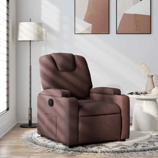 vidaXL Fauteuil verstelbaar stof donkerbruin