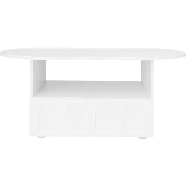 SONNENH Salontafel - Wolkvorm met lade en open vak - 100 x 60 x 40,5 cm - Wit