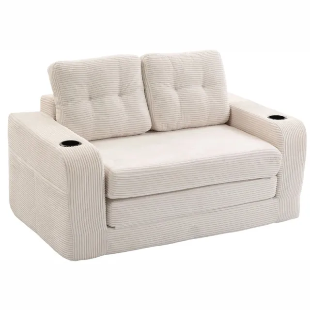Innovastore 2-zits Slaapbank - Slaapbank - 2zits bank - Comfortabele bank - Uitklapbare slaapbank - 2-in-1 Logeerbedbank - Beige